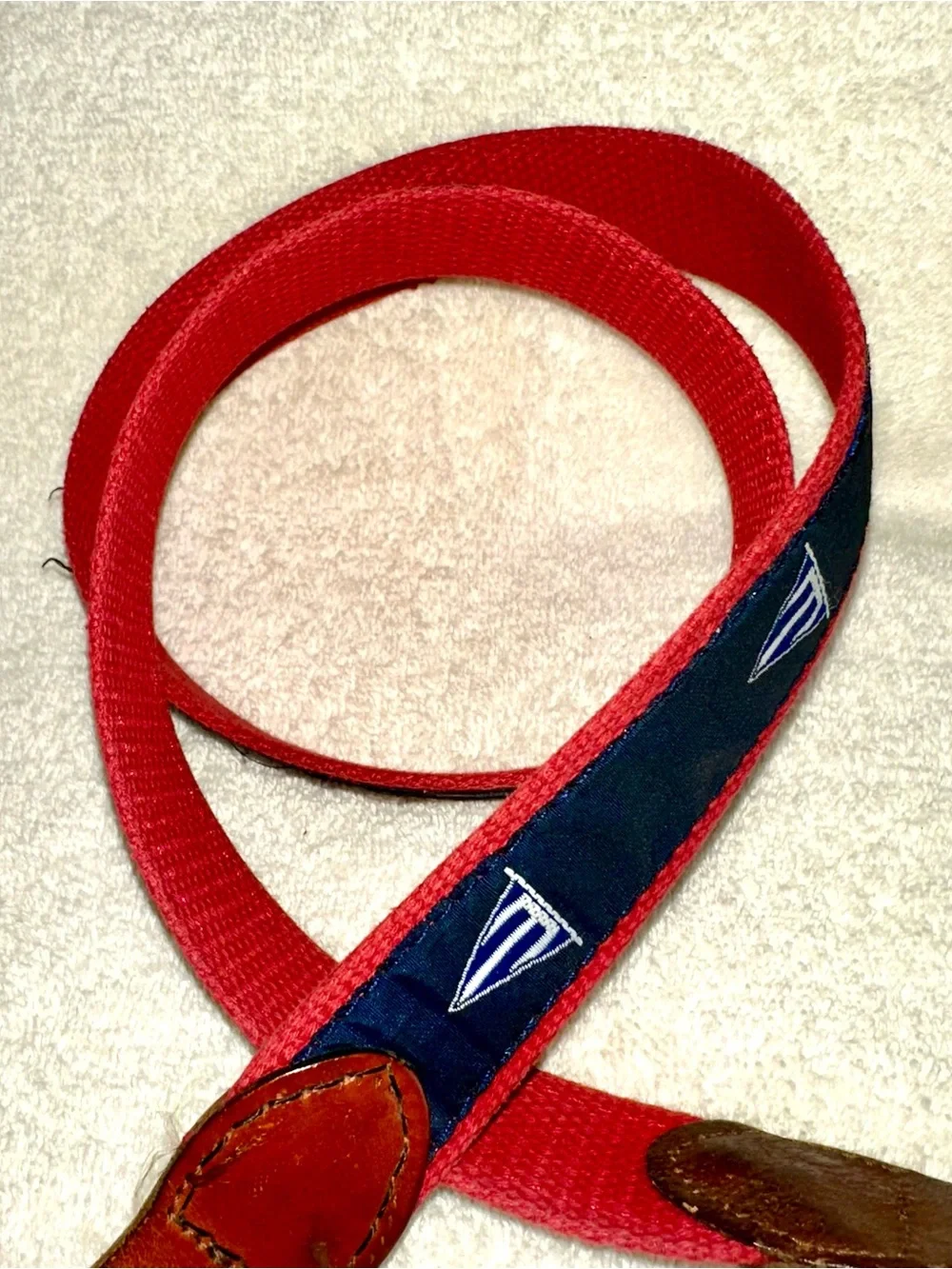 Vintage Leather Man Ltd Sailboat Ribbon Canvas Belt Brass Size 42